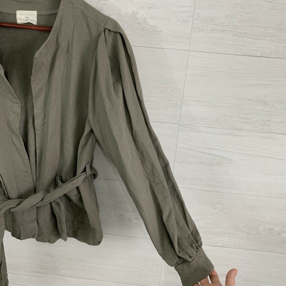 t. la Open Front Tie Waist Balloon Slv Cardigan - Picture 2 of 6